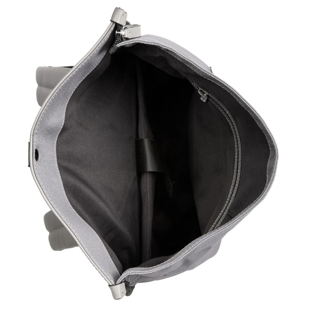 ALFANI Backpack Grey Canvas Roll Top Backpack Faux Leather Trim Laptop Sleeve - Picture 4 of 13